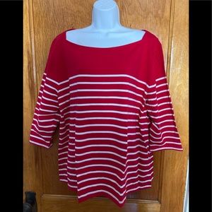 Tee Shirt 3X ,Boat Neck Red White striped.